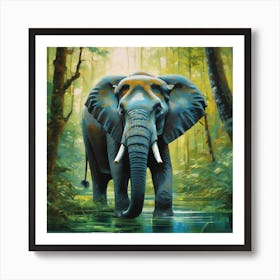 Elephant In The Forest 1 Art Print