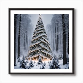 Christmas Tree In Middle Of The Forest (16) Art Print