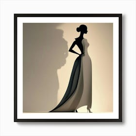 Silhouette Of A Woman In A Dress Art Print