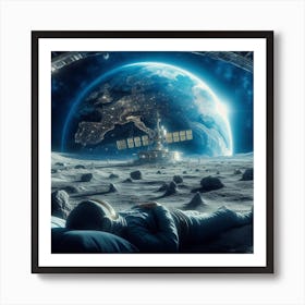 Astronaut Sleeping On The Moon Art Print