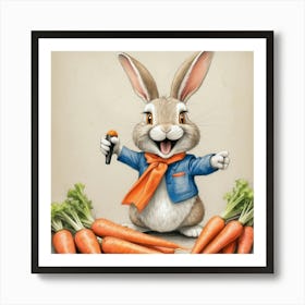 Rabbit With Microphone Art Print