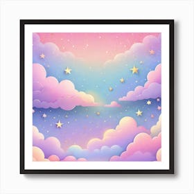 Sky With Twinkling Stars In Pastel Colors Square Composition 6 Art Print