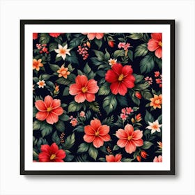 Fabrics With Floral Pattern Background 2 Art Print