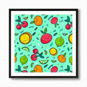 Doodle Fruit Pattern Art Print