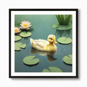 Duck In Water 12 Art Print