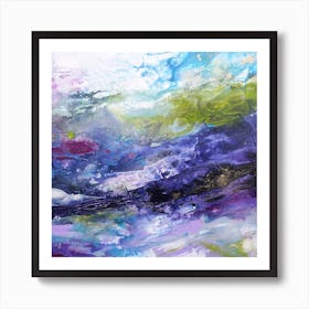 Blue And Green Mountain Abstract  Square Art Print