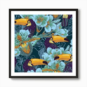 Flowers And Toucan Art Print