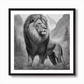 Lion In The Mountains Art Print