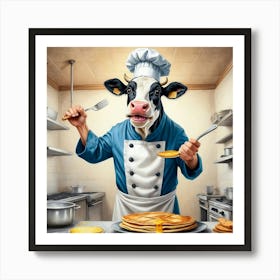 Cow In The Kitchen 3 Art Print