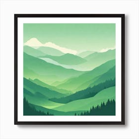 Misty mountains background in green tone 21 Poster