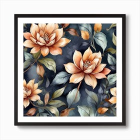 Lotus Flower Seamless Pattern Art Print