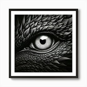 Firefly Piercing Eye Of A Black Dragon In Monochrome 94420 Art Print