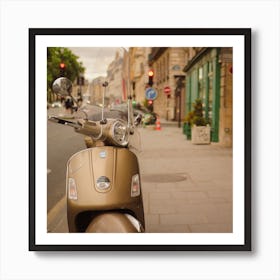 Vespa In Paris Square Art Print