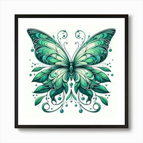 Green Butterfly Art 1 Art Print