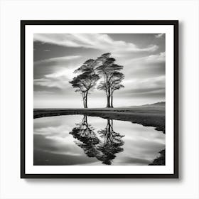 Two Trees In A Pond Art Print