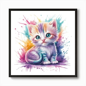 Cute Cat Kitten Painting Art Print