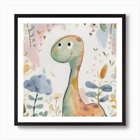 Plateosaurus Dinosaur Muted Pastels Pattern 1 Affiche