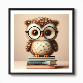 Cute Owl With Glasses Art Print