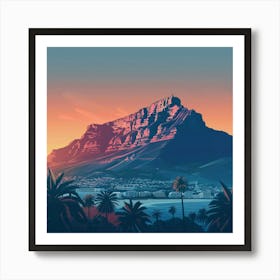 A Table Mountain In Cape Town Lofi Illustration 1720033597 3 Art Print