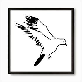 Pigeon Flight Bird Nature Sumi E Black Ink Oriental Art Print