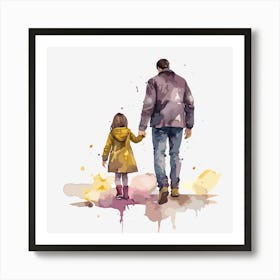 Father And Daughter Holding Hands Father's Day Art Print