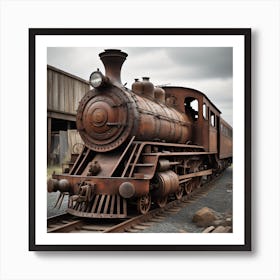 Old Rusty Train Created using Imagine AI Art Art Print