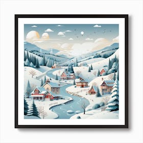 Winter Village for Christmas 3 Art Print