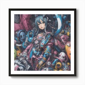 Cyberpunk Anime Girl II Art Print