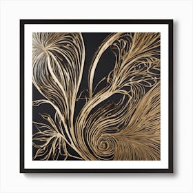 Gold Feathers Art Print