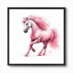 Pink Horse Running Art Print