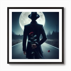 Man With A Rose Art Print