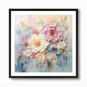 Vintage Pastel Flowers 14 Art Print