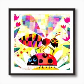 Wasp And Ladybird Square Art Print