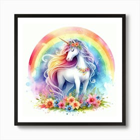 Unicorn In The Rainbow Art Print