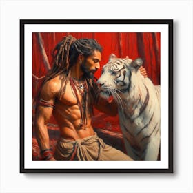 Man With Dreadlocks, Hindi Warrior, White Tiger Art Print