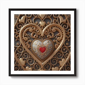 Ornate Vintage Hearts Lace Victorian Art Print