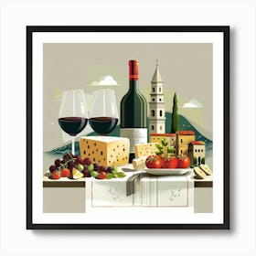 Wine And Cheese Art Print