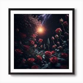 Lightning Roses Art Print