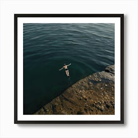 Person Swimming In The Sea Art Print