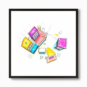 Illustration Of A Building Art Print