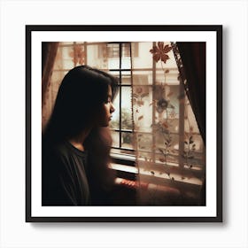 Girl Looking Out The Window Art Print