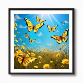 Butterflies In The Meadow 4 Art Print