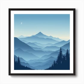 Misty mountains background in blue tone 47 Art Print