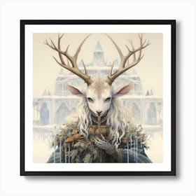 Deer In The Snow 1 Art Print