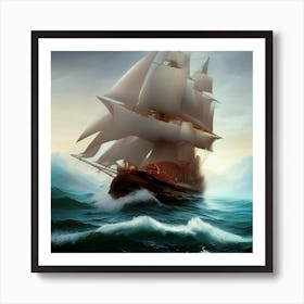 Sailing Ship In The Ocean Art Print