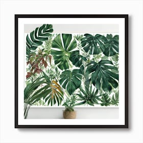 Jungle Night Botanical Art Print Art Print