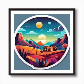 Desert Landscape Sticker Art Print