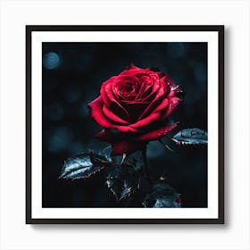 Dark Bleeding Rose Art Print