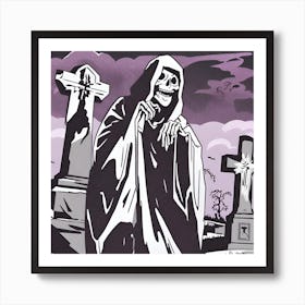 Skeleton In The Graveyard 4 Art Print