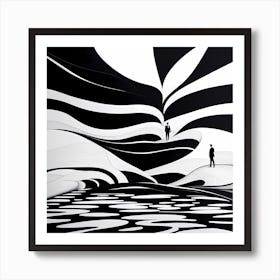 Forever, Abstract art, black and white monochromatic art Art Print